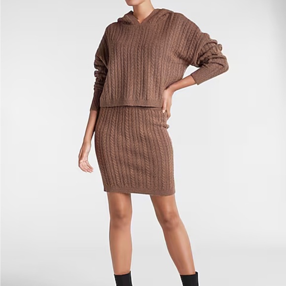 EXPRESS Cable Knit Skirt Beige L - Picture 2 of 7